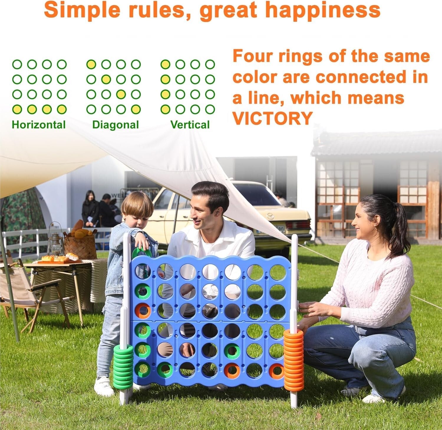 Jumbo 4 Connect in a Row Game - Adjustable for Kids & Adults, Ideal for Outdoors