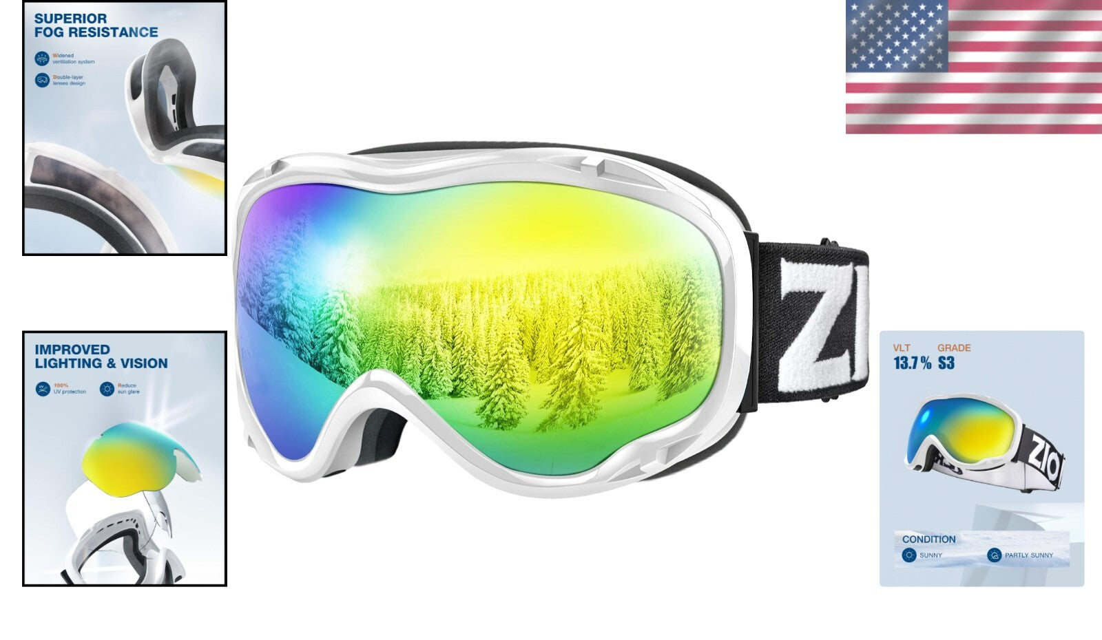 Comfy OTG Ski Goggles with Anti-Fog & UV Protection - Ideal for Youth & Adults