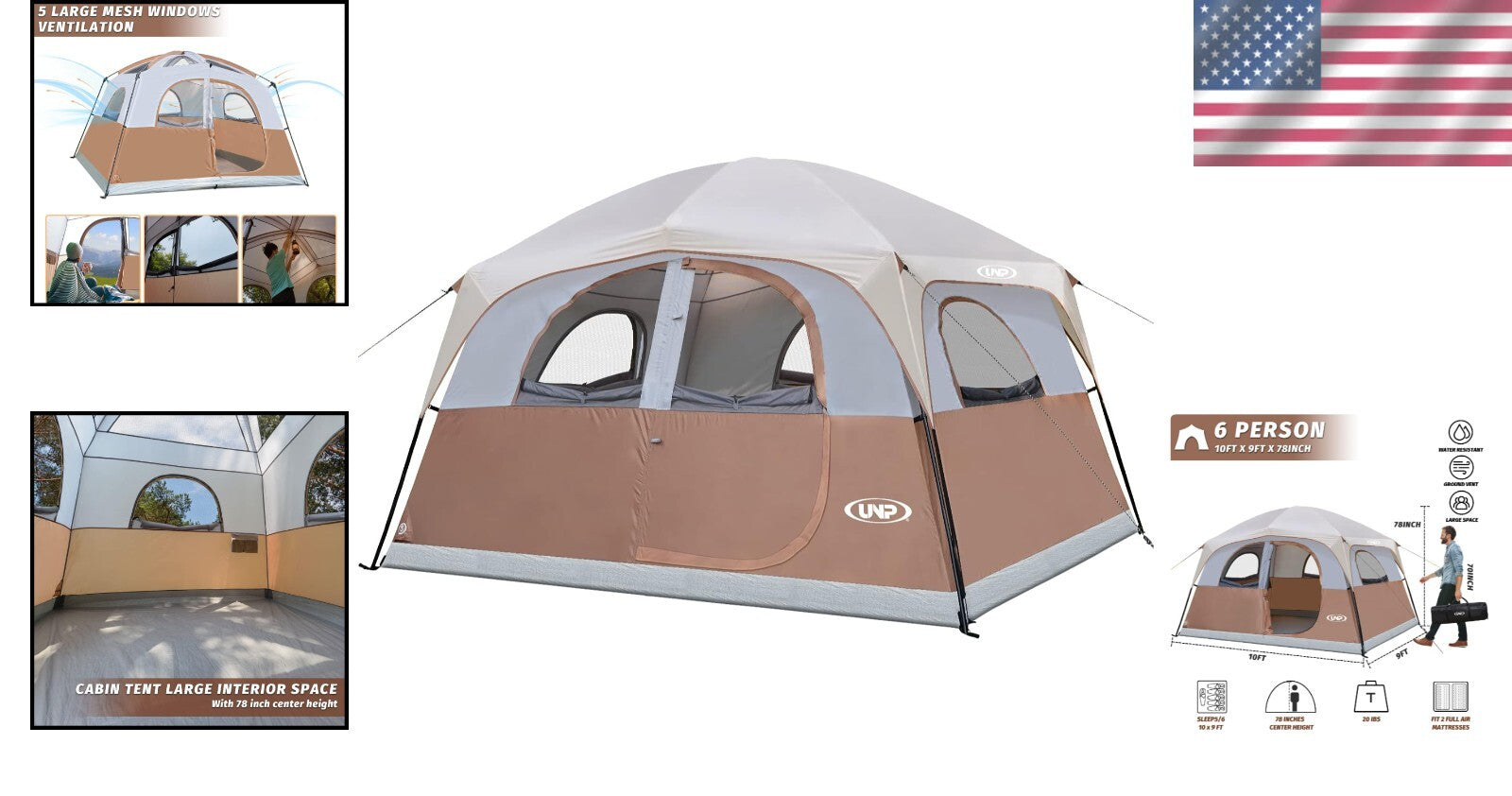 Double Layer Windproof & Waterproof Tent for 6 - Ideal for Family Adventures