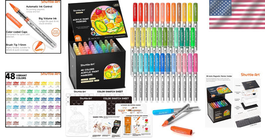 Creative 48-Color Acrylic Paint Marker Set with Automatic Ink Control - 1 Count