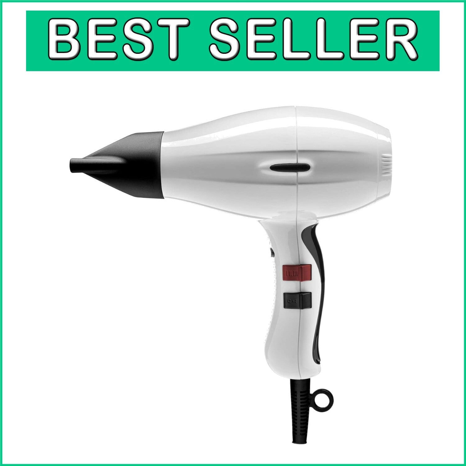 Healthy Ionic Hair Dryer - Lightweight, Compact Design with Two Nozzles Included