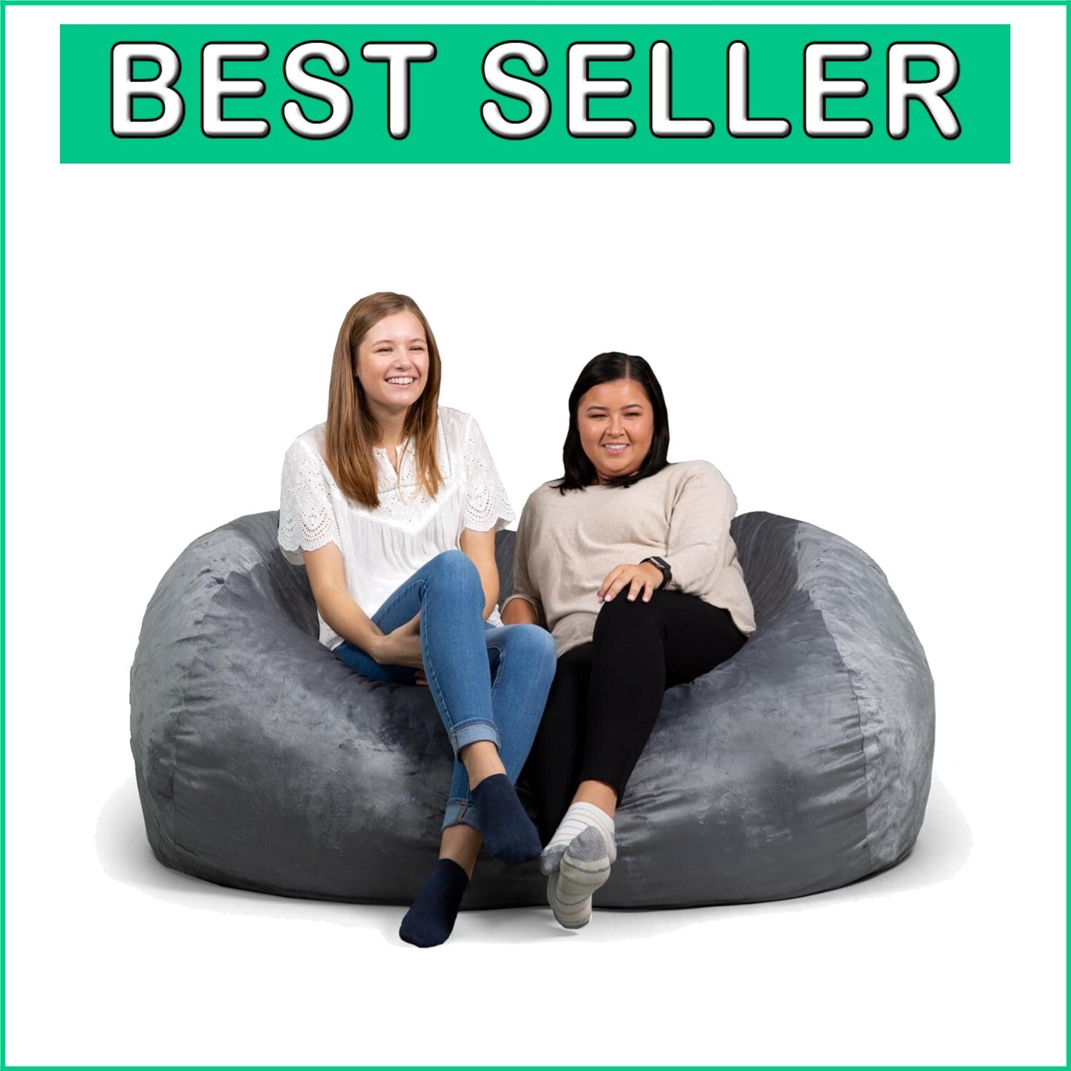 Soft Polyester Grey Bean Bag Chair - 6ft Amorphous Comfort for Gaming & Lounging