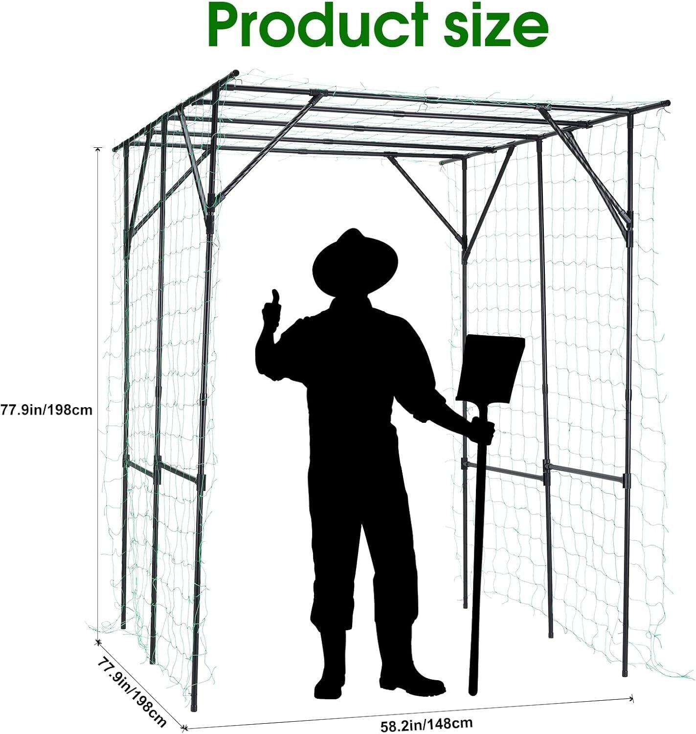 Durable Outdoor Garden Trellis - Black Pergola Frame for Climbing Plants