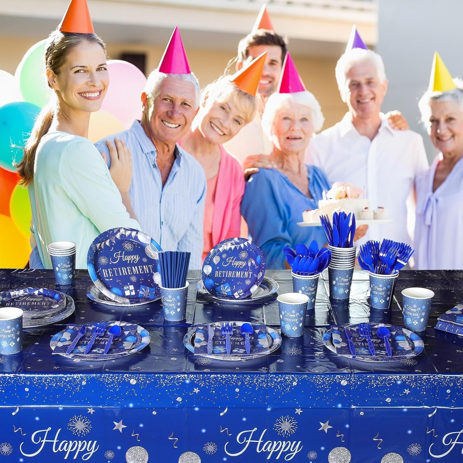 Durable 452 Pcs Retirement Decorations - Blue Silver Theme for Memorable Parties