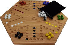 Load image into Gallery viewer, Solid Oak Double-Sided Marble Board Game - Hand-Painted 16" Elegant Design