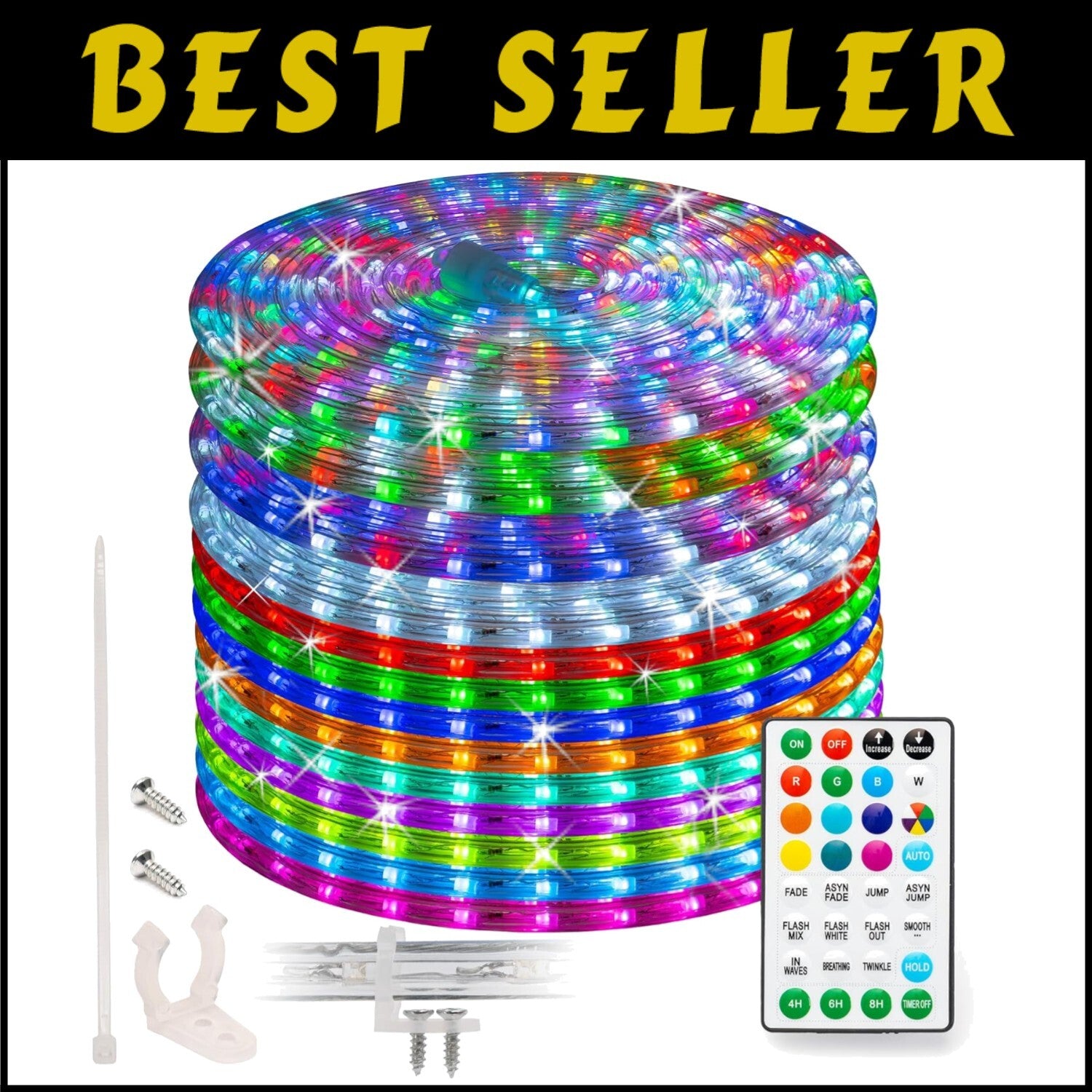 100ft Color Changing LED Rope Light with 1152 LEDs & Remote - Waterproof Flex...