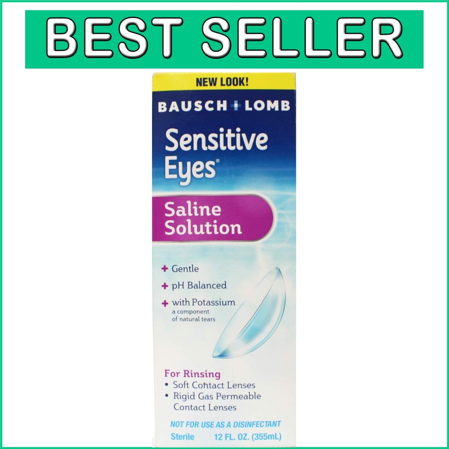 Extra Gentle pH-Balanced Sensitive Eyes Saline Solution - 12-Ounce Size, 6 Pack