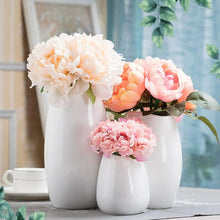 Load image into Gallery viewer, Set of 3 White Ceramic Vases: Elegant Decorative Vases for Modern Homes