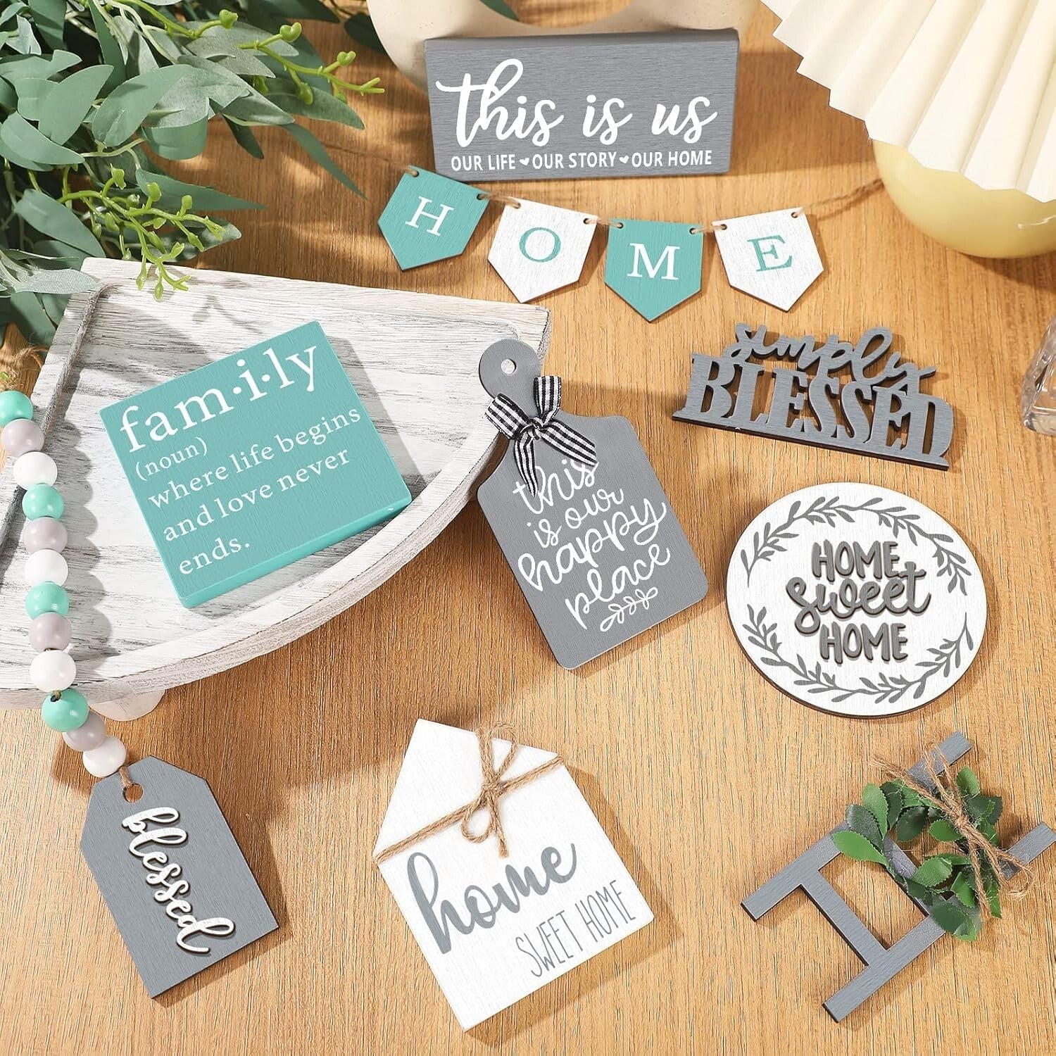 12-Piece Rustic Farmhouse Tiered Tray Decor Set for Kitchen & Table Centerpiece