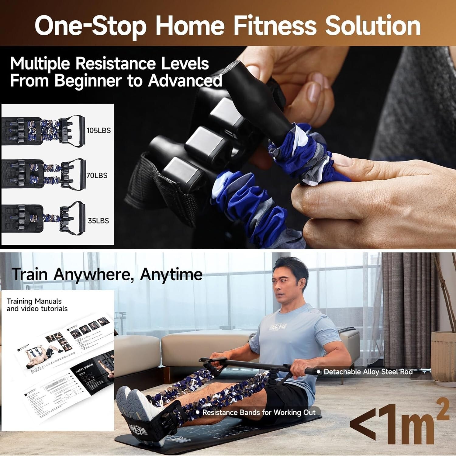 Multi-Function Resistance Bands Set - 200 lb Adjustable Home Fitness Solution