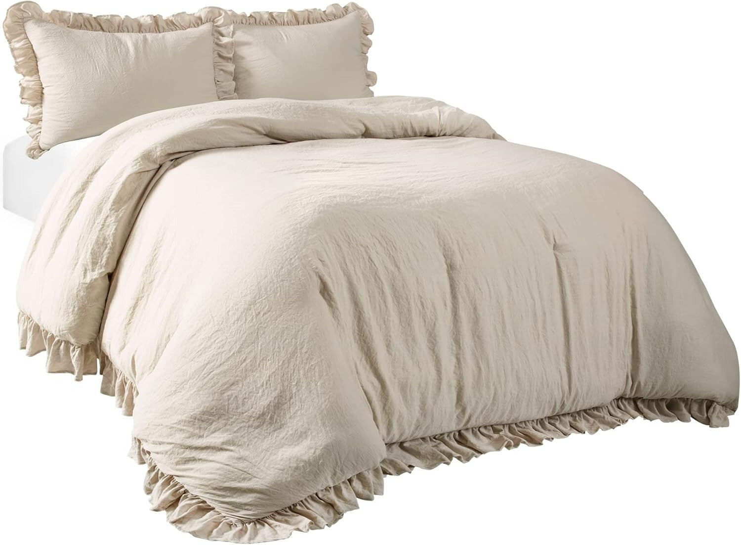 Elegant 3-Piece Reyna Ruffle Comforter Set - Cozy California King Bedding