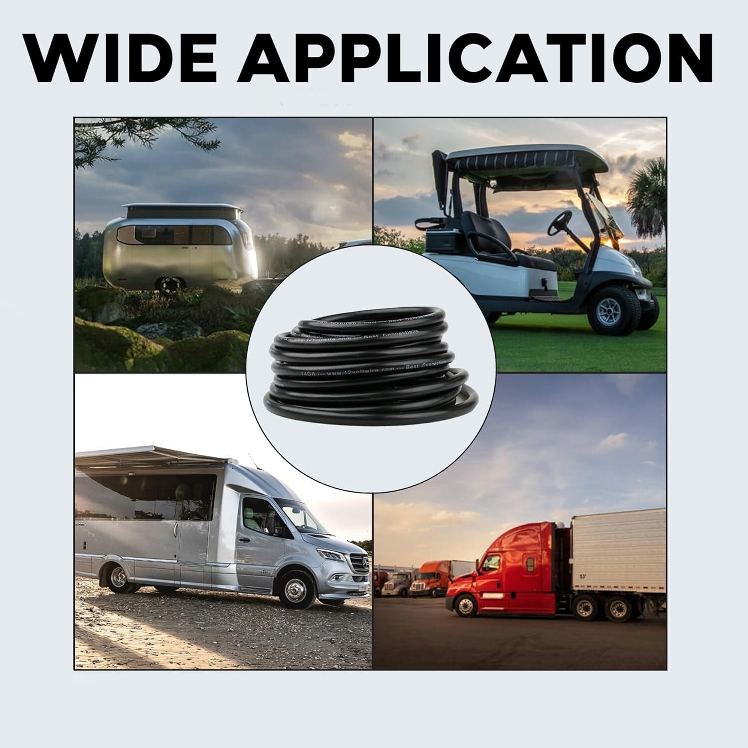 Durable 14 Gauge 4 Way Trailer Wiring - 50ft Multi-Strand Weatherproof Cable