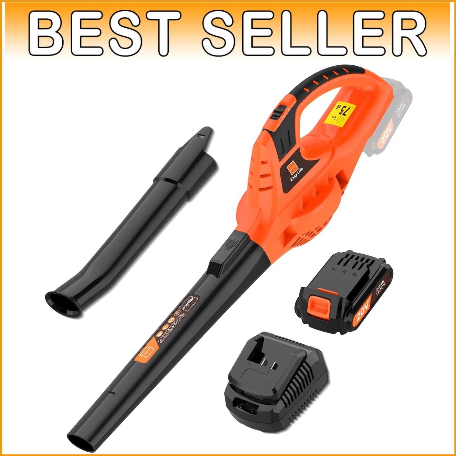 Portable 21V Leaf Blower with Fast Charger - Ideal for Yard and Sidewalk Cleanup
