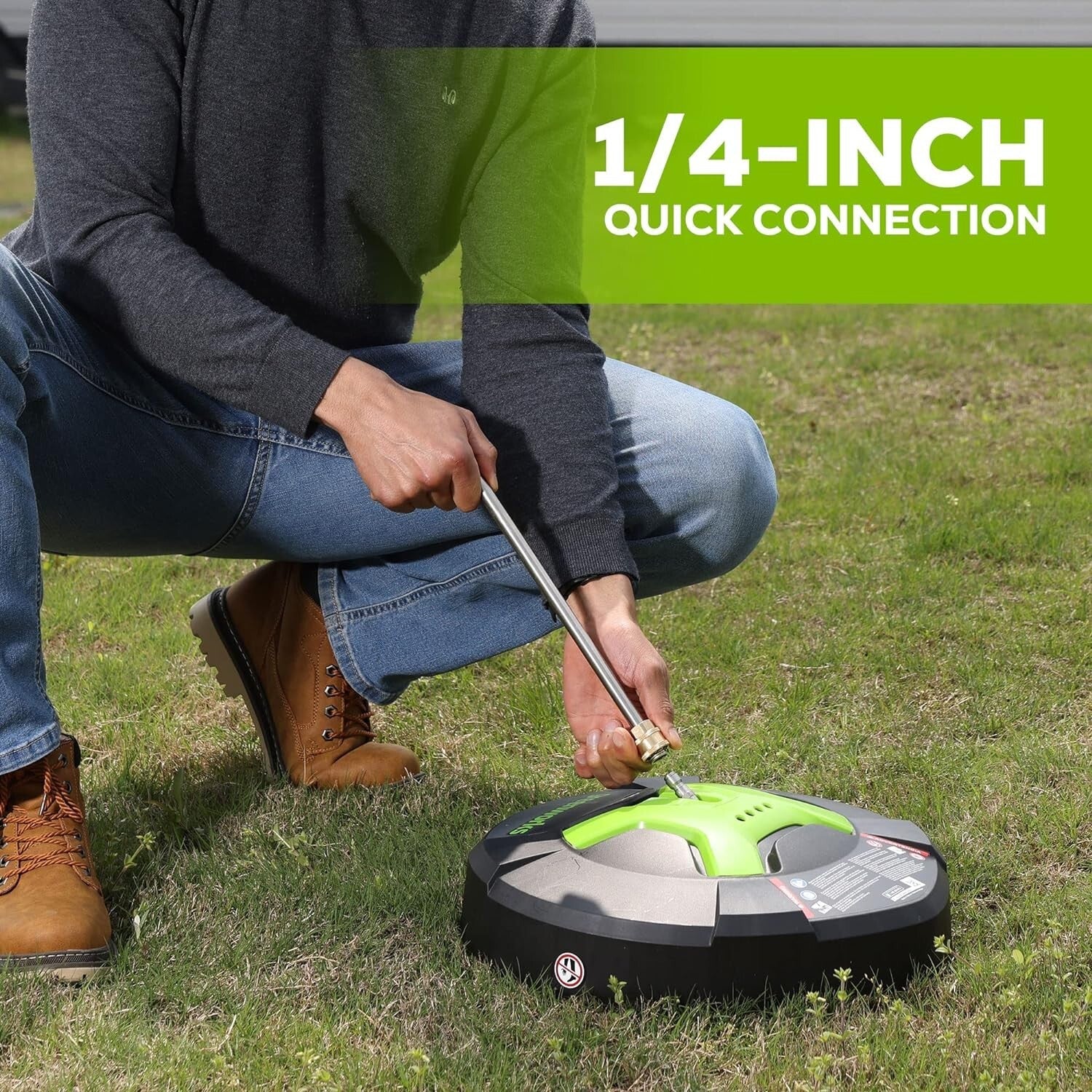 Compact 15-Inch Green Surface Cleaner with 26 oz Tank - Ideal for Quick Cleaning