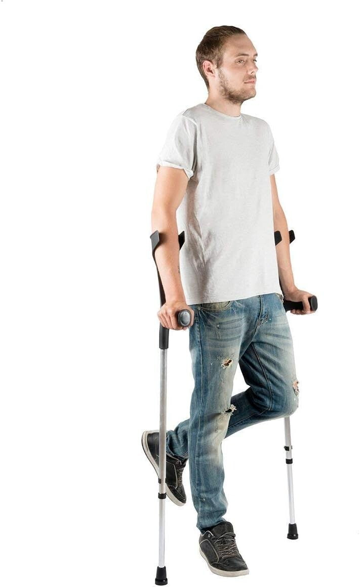 Durable Aluminum Forearm Crutches with Rubber Tips - Perfect for Rehabilitation