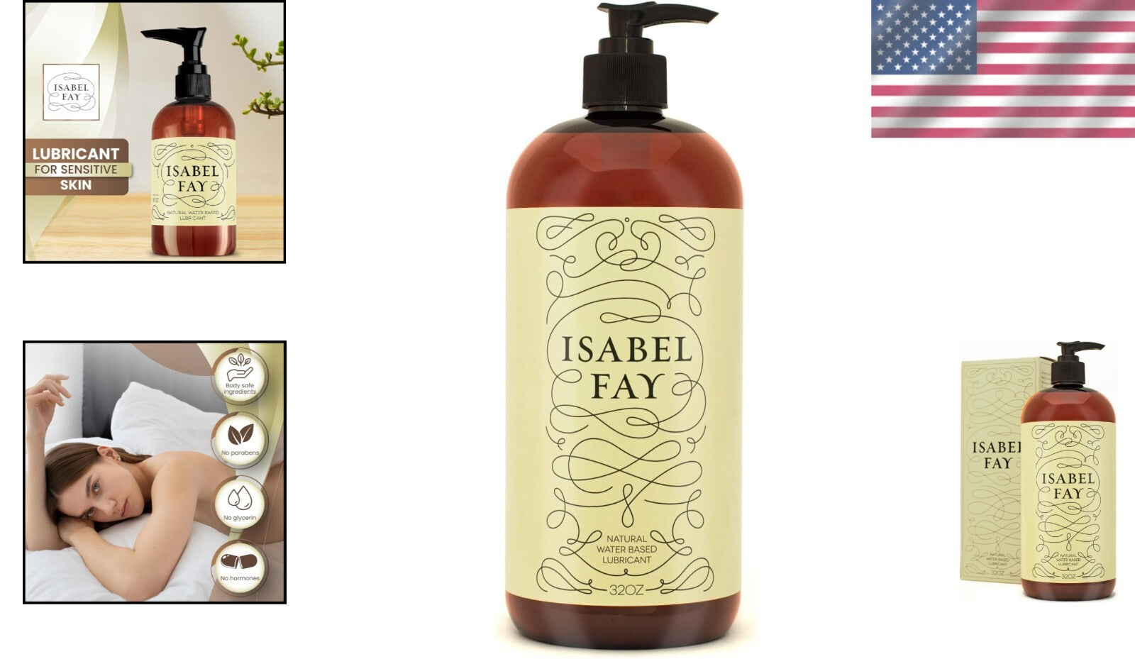 Natural Water-Based Personal Lubricant for Sensitive Skin - 32 oz, Glycerin-Free