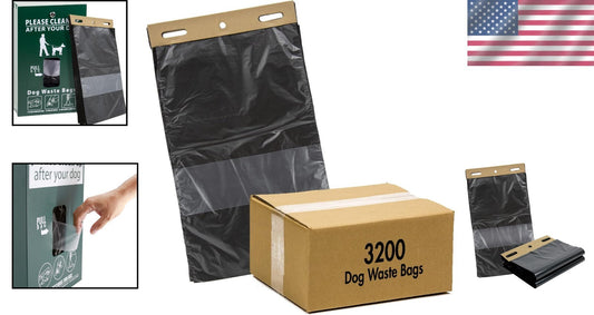 3200 Elite Opaque Black Dog Waste Bags with Pull-Strap for Easy Dispensing