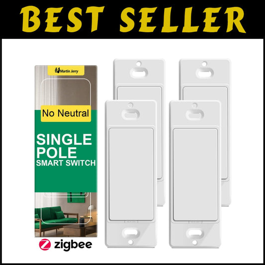 Zigbee Smart Switches (4 Pack) - Compact Design for Alexa & Google Home Control