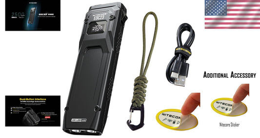 Lightweight USB-C Rechargeable Flashlight with OLED Display - 2500 Lumen Power