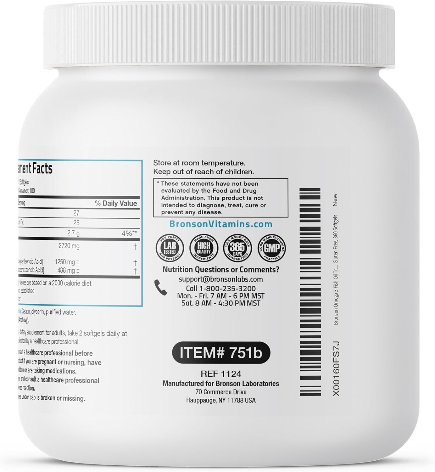 Omega-3 Fish Oil Formula - Supports Heart, Brain & Joint Health, 360 Softgels