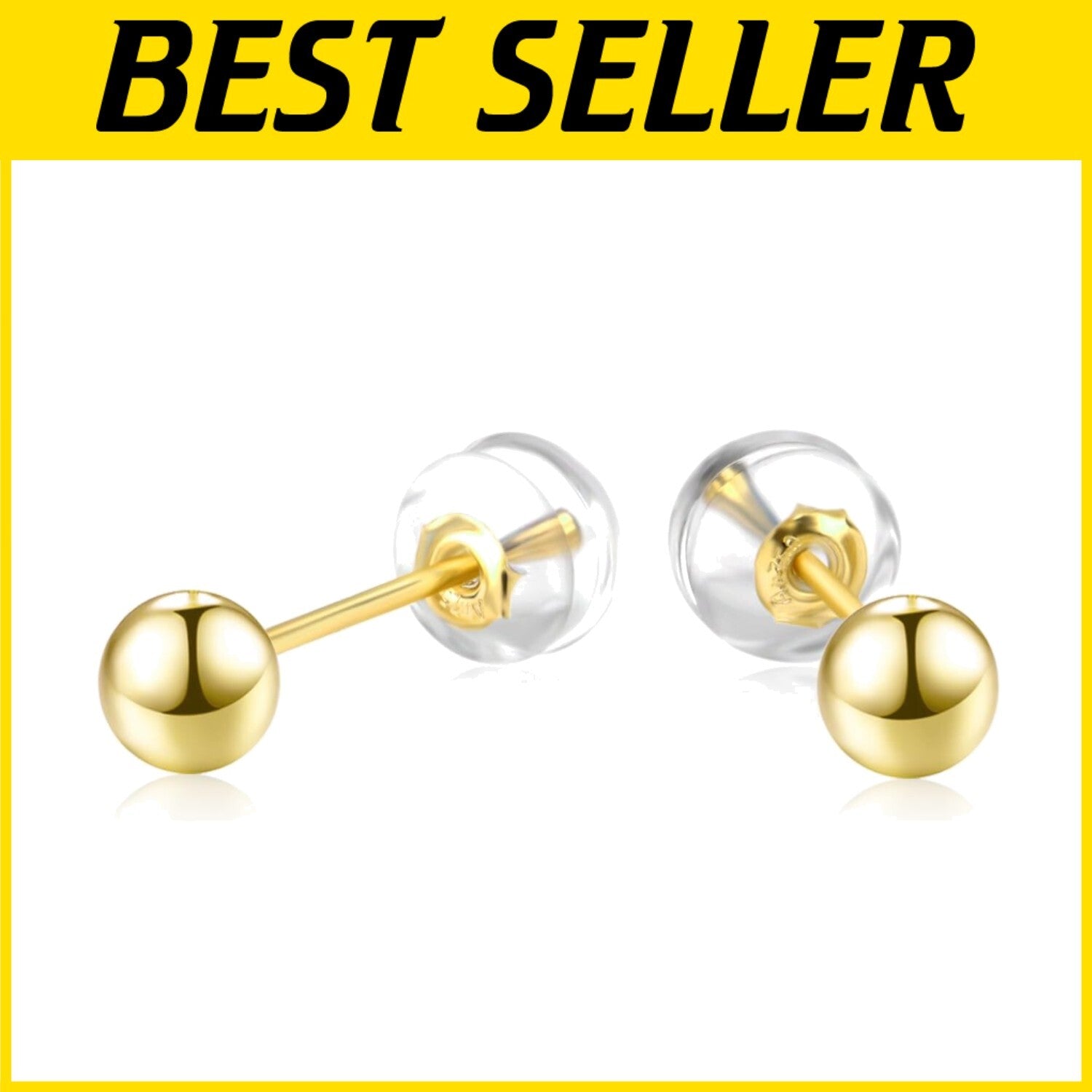 High-Quality 18K Gold Ball Earrings - Timeless Style for Fashionable Women