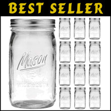 Load image into Gallery viewer, Versatile 32 oz Wide Mouth Mason Jars - Premium 12 Pack for Food &amp; Crafting