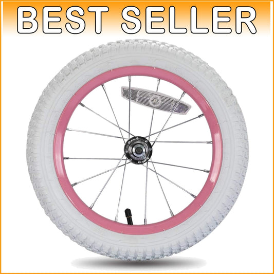 14 Inch Kids Bike Replacement Wheel with Solid Rubber Tire in Pink & Black