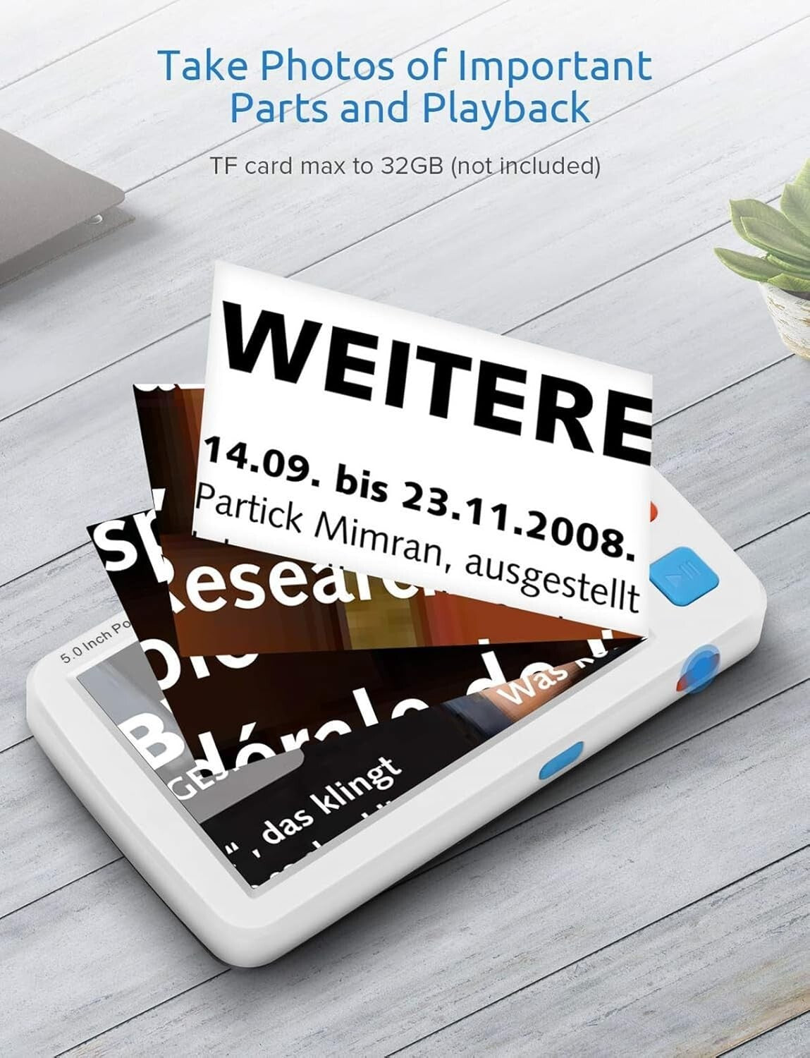 5-Inch Digital Magnifier with AV Output & Long Battery Life for Enhanced Vision