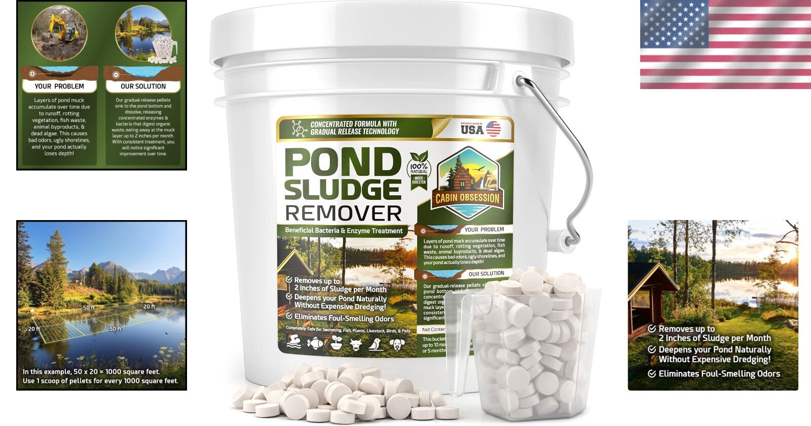 Natural Pond Sludge Remover – 10 lbs of Beneficial Bacteria for Cleaner Water