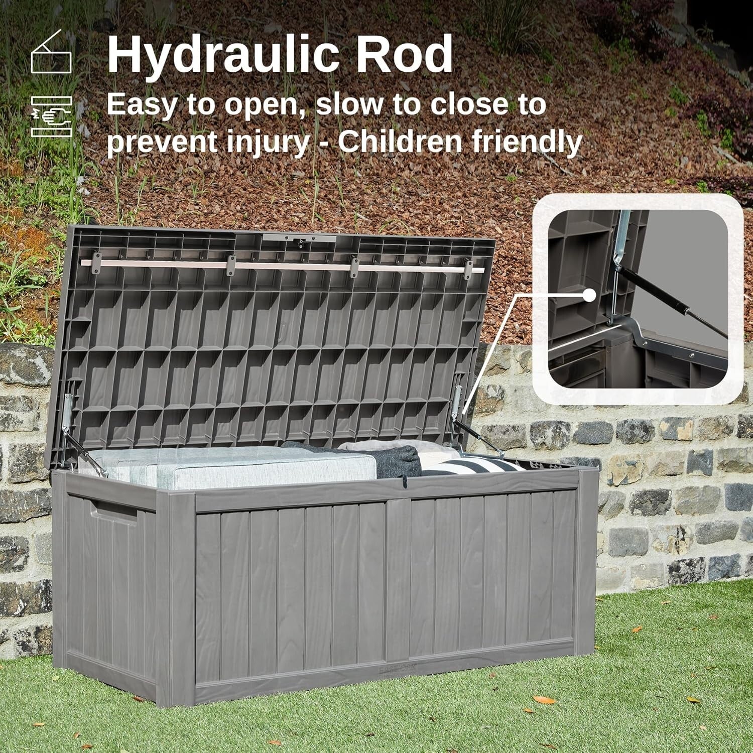 All-Weather Outdoor Storage Bin with 120 Gallon Capacity & Bench Feature