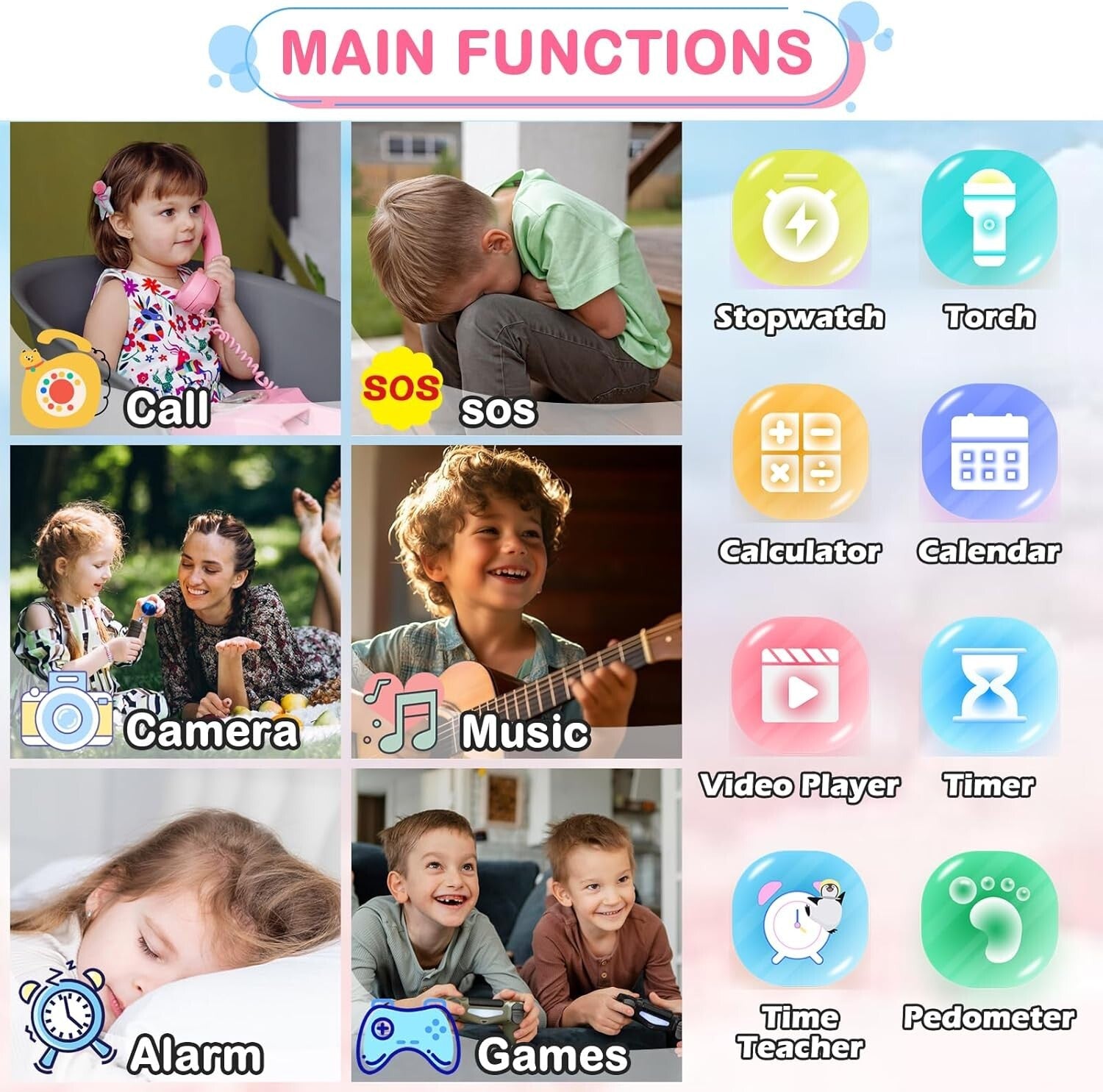 4G Kids Smartwatch with SOS, Games & Parental Control - Perfect Gift in Pink