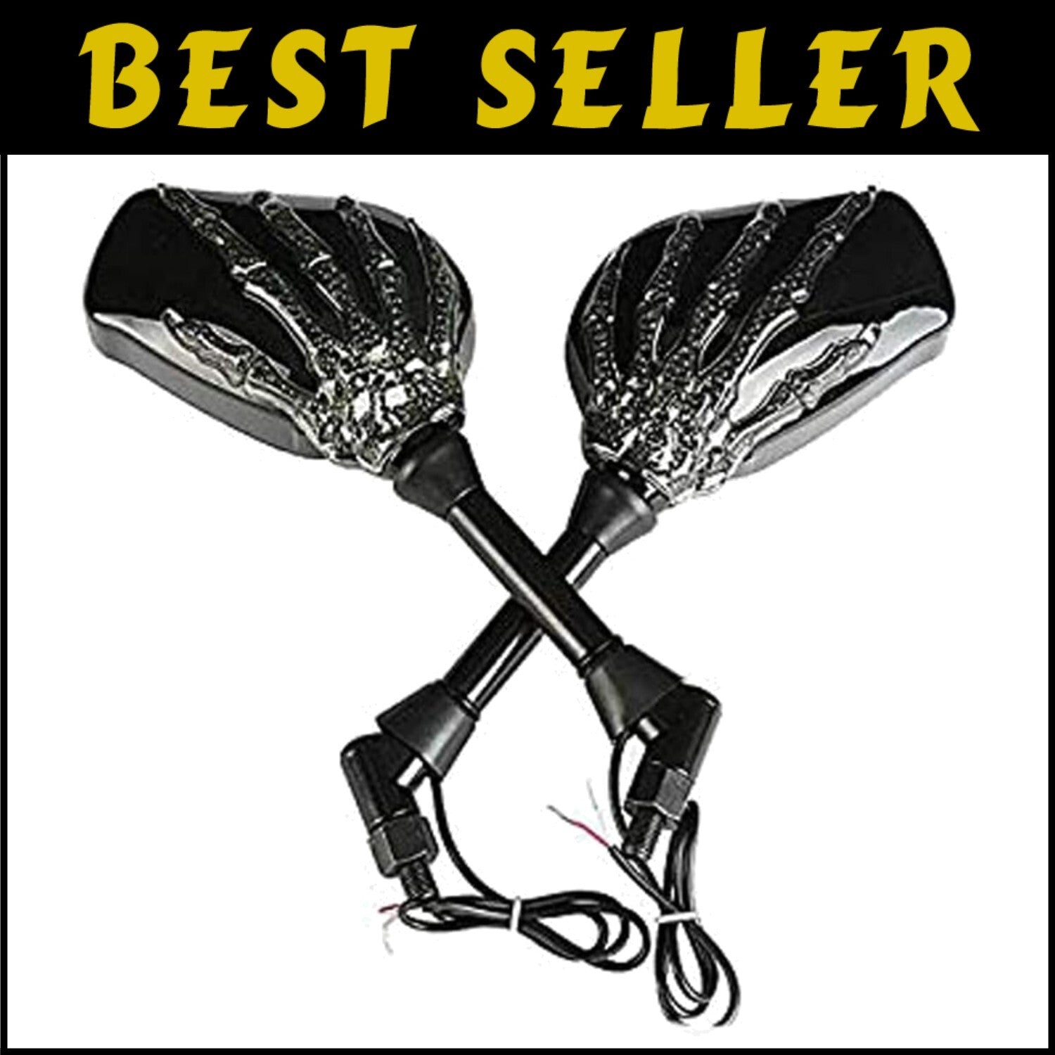 Unique LED Motorcycle Side Mirrors - Skull Skeleton Design and Easy Install
