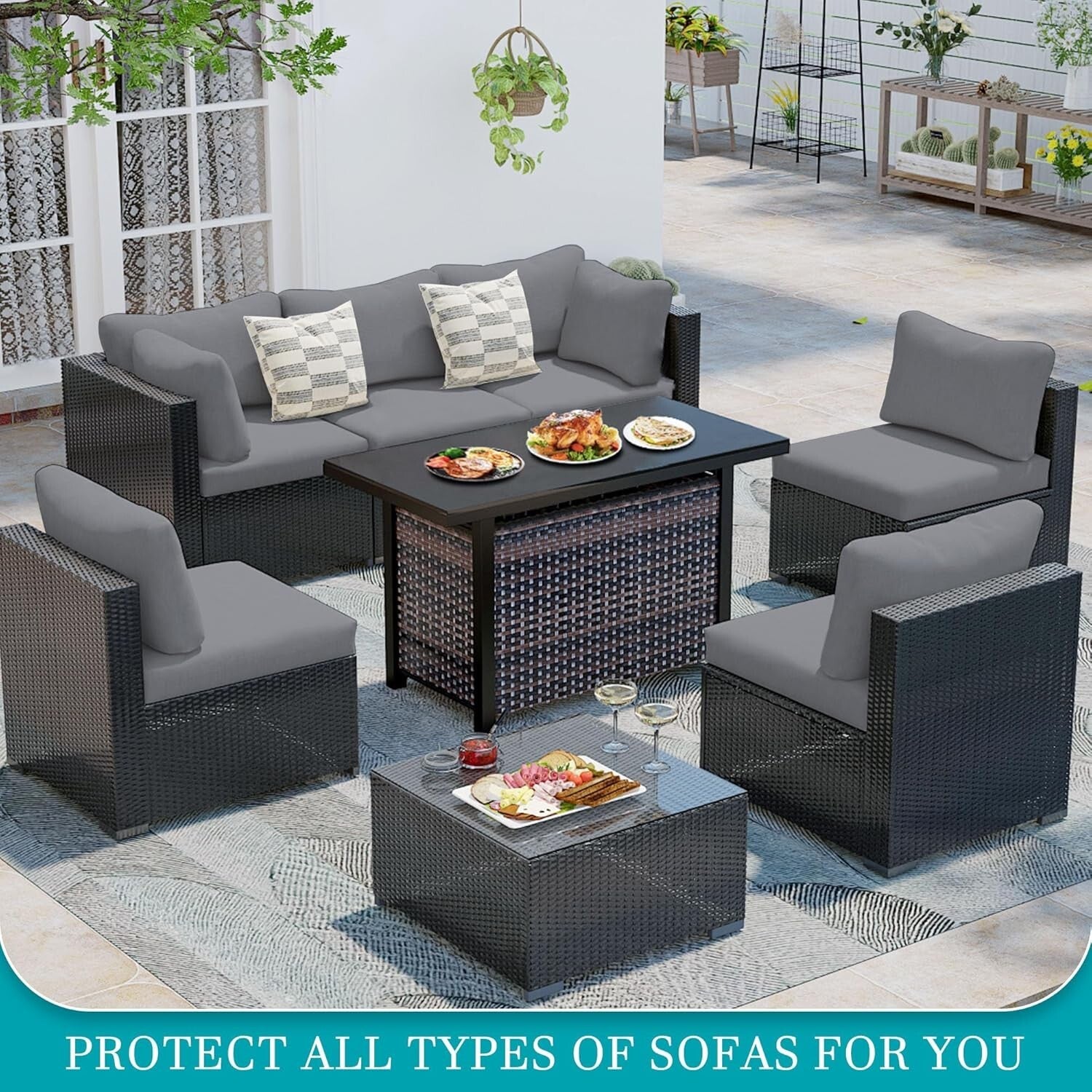 Classic Checkered Patio Cushion Covers (12pcs) - Machine Washable & Reusable