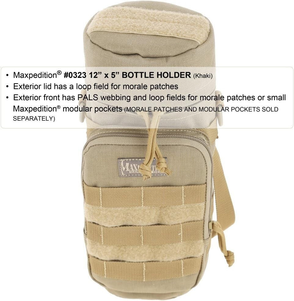 Lightweight Khaki Bottle Holder - 12" High for Hiking and Outdoor Adventures