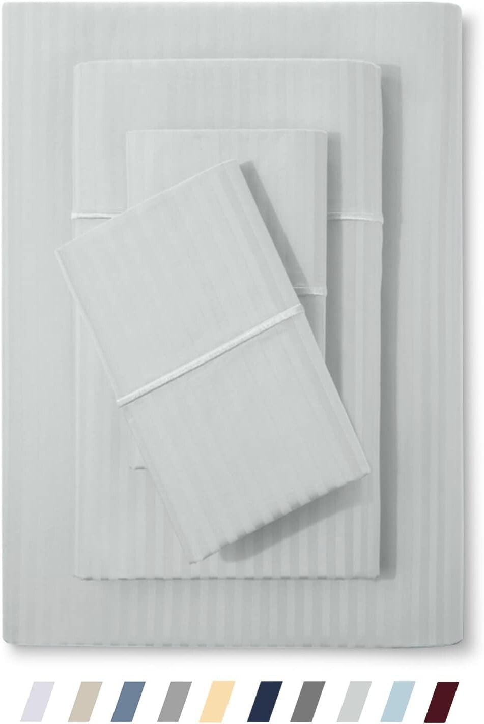 Ultra Soft Sateen Weave King Bed Sheet Set 500 TC - Elegant Blue Blush