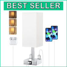 Load image into Gallery viewer, 3-Way Dimmable Touch Bedside Lamp with USB Charging - Compact &amp; Modern Design