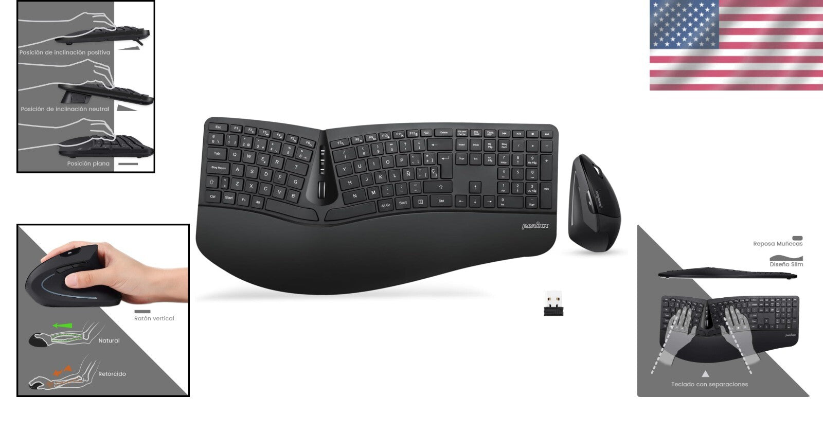 Wireless Ergonomic Keyboards & Vertical Mouse Combo for Comfort & Convenience
