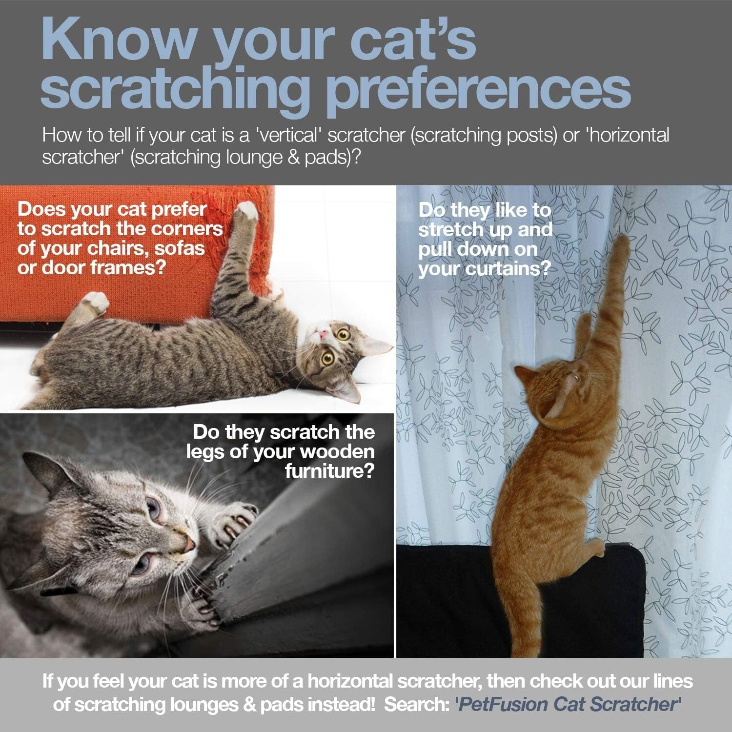 Stylish Slate Grey 3-Sided Cat Scratching Pad with Play Cubby - Durable Design