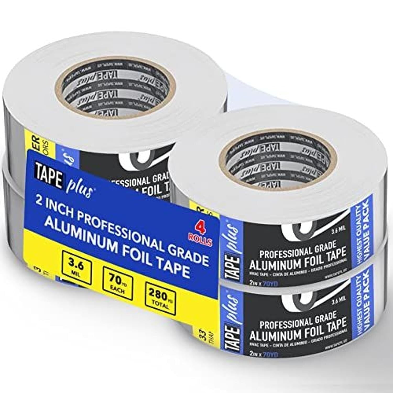 4 Rolls of Premium Aluminum Foil Tape - 2" x 210 Feet for Metal Repair & Sealing