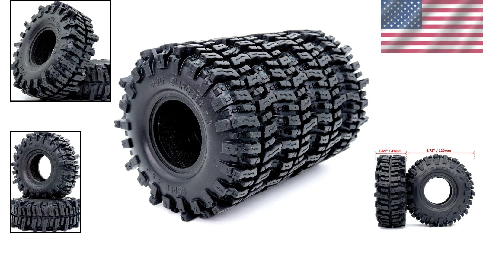 Upgrade 1/10 Crawler Tires: 4pcs 1.9 Mud Slingers - 4.72" Soft Sticky Tires