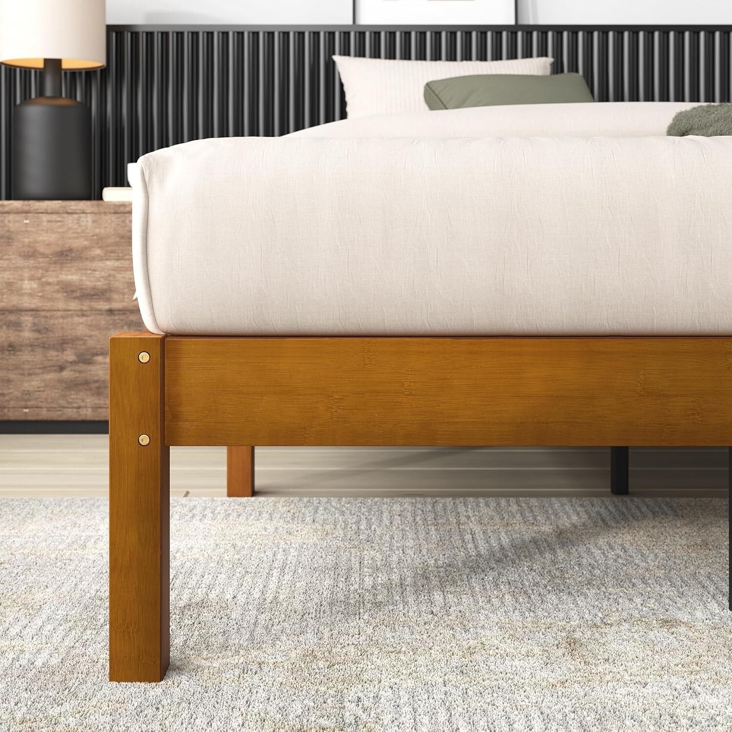Eco-Friendly Ellie 14 Inch Bamboo King Platform Bed Frame - No Box Spring Needed