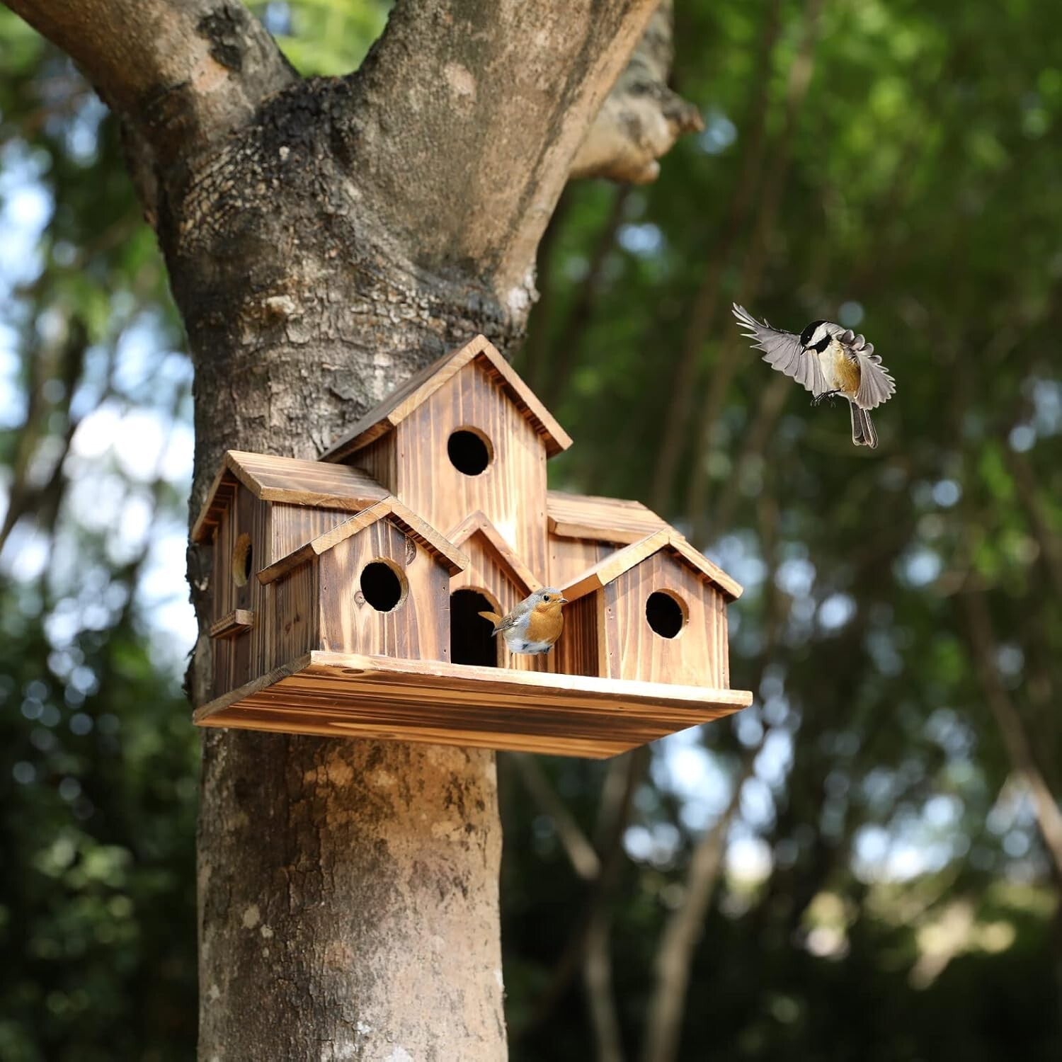 Beautifully Crafted Birdhouse with 6 Rooms - Ideal for Outdoor Bird Watching