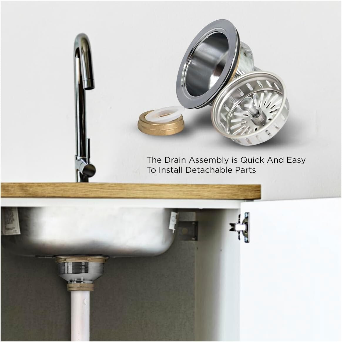 Durable Stainless Steel Sink Drain Assembly - Easy to Install & Clean, 1.79 Size