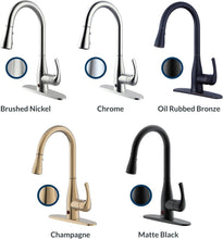 Load image into Gallery viewer, Modern Touchless Kitchen Faucet in Brushed Nickel with Retractable Hose Feature