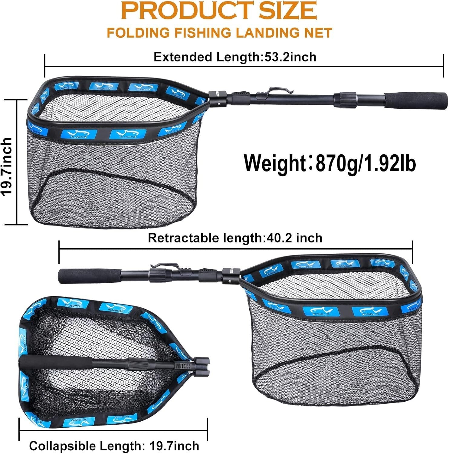 Telescopic Floating Fishing Net for Kayaks – Rubber Coated, Non-Snag, Durable