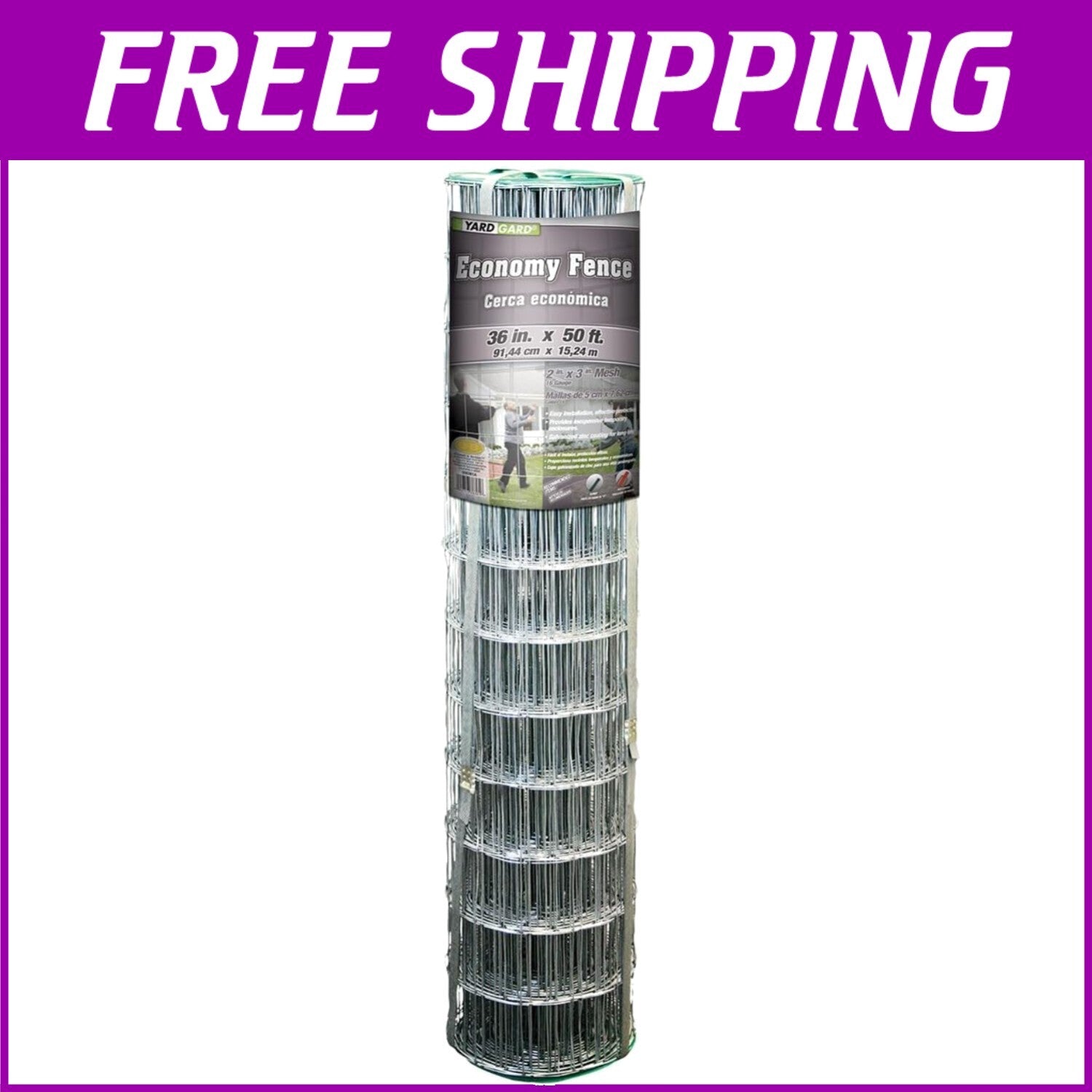 Economical 36" x 50ft Galvanized Wire Fence for Gardens & Property Protection