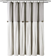 Load image into Gallery viewer, Charming Gray &amp; White Linen-Like Shower Curtain 72"W x 78"L for Farmhouse Style