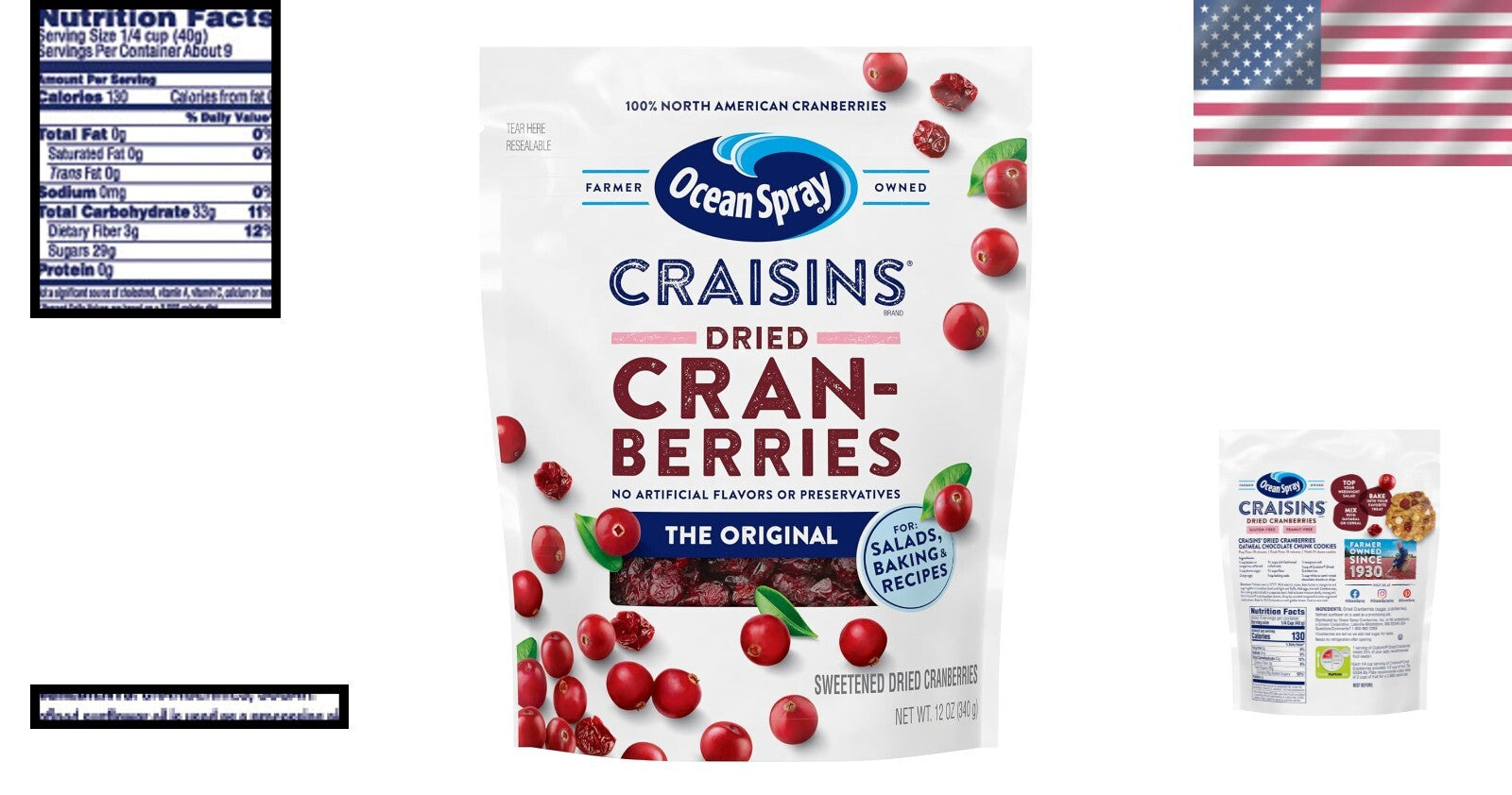 Craisins Original Dried Cranberries – 100% North American, 12 Ounce Pack of 12