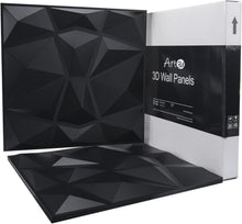 Load image into Gallery viewer, Elegant 3D Matte Black Wall Panels for Living Room - 12 Pack, Easy Glue Down