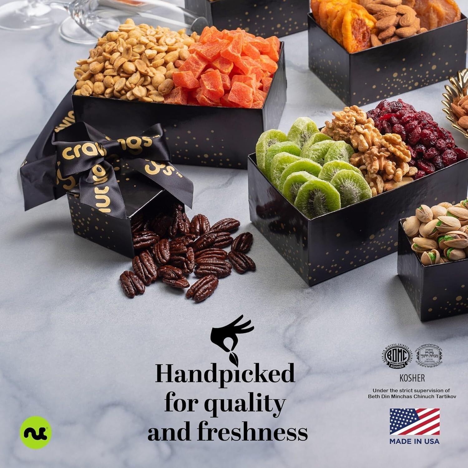 Elegant 12-Variety Snack Tower Gift Basket with Get Well Soon Ribbon - Kosher